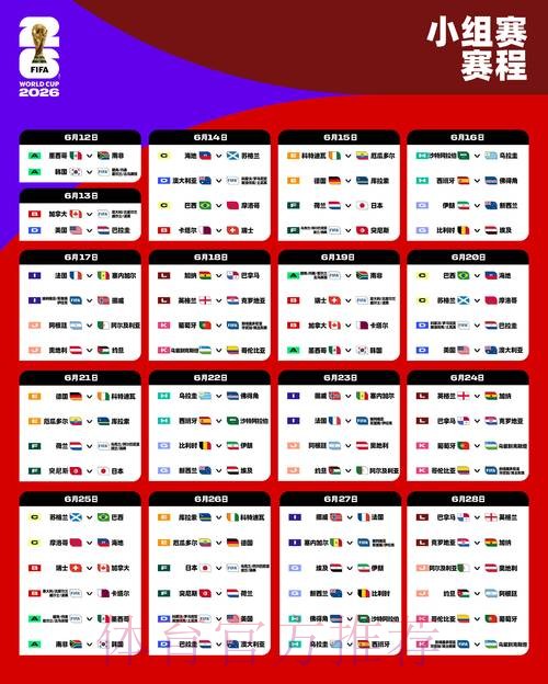 2026世界杯小组赛赛程官方发布比赛时间表直播平台